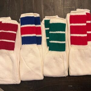 VTG 70/80s Deadstock Striped Tube Socks No Tag. Lot Of 4